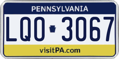 PA license plate LQO3067