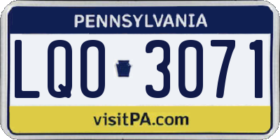 PA license plate LQO3071