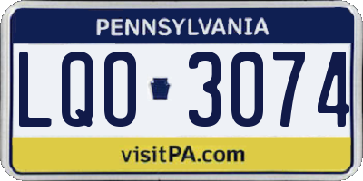 PA license plate LQO3074