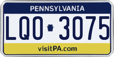 PA license plate LQO3075