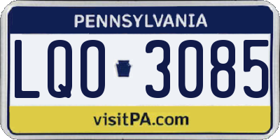 PA license plate LQO3085