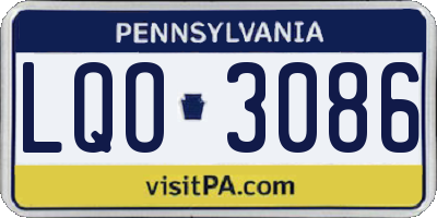 PA license plate LQO3086