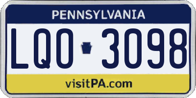 PA license plate LQO3098