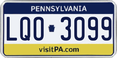 PA license plate LQO3099