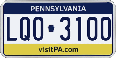 PA license plate LQO3100