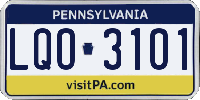 PA license plate LQO3101