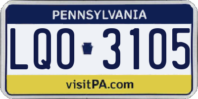 PA license plate LQO3105