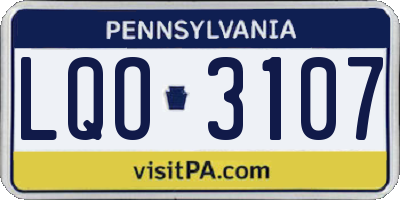 PA license plate LQO3107
