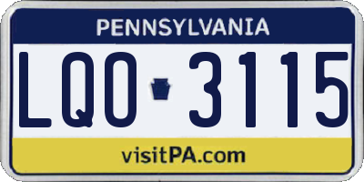 PA license plate LQO3115