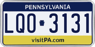 PA license plate LQO3131