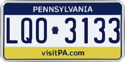 PA license plate LQO3133