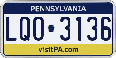 PA license plate LQO3136
