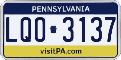 PA license plate LQO3137