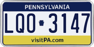 PA license plate LQO3147