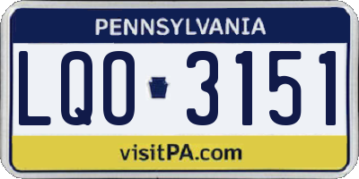 PA license plate LQO3151