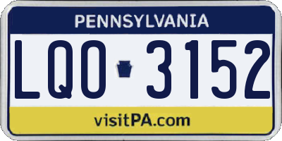 PA license plate LQO3152