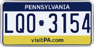 PA license plate LQO3154