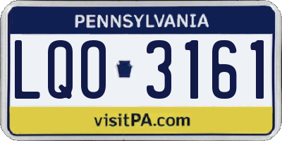 PA license plate LQO3161