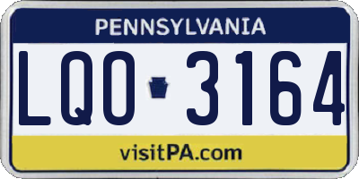 PA license plate LQO3164