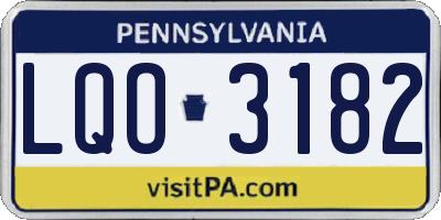 PA license plate LQO3182