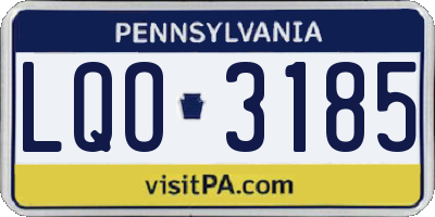 PA license plate LQO3185