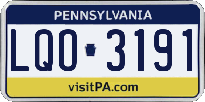 PA license plate LQO3191