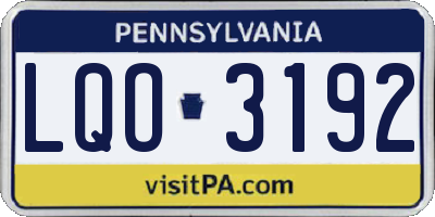 PA license plate LQO3192