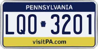 PA license plate LQO3201