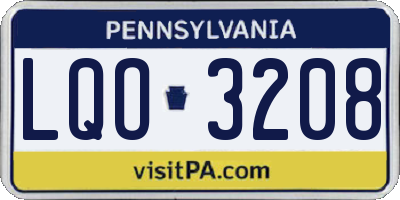PA license plate LQO3208