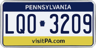 PA license plate LQO3209