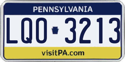 PA license plate LQO3213
