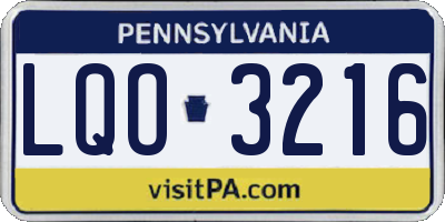 PA license plate LQO3216