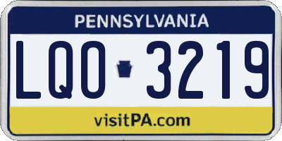 PA license plate LQO3219