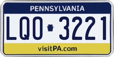 PA license plate LQO3221