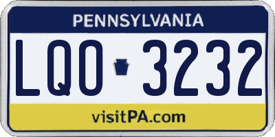 PA license plate LQO3232