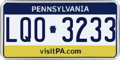 PA license plate LQO3233
