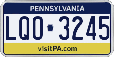 PA license plate LQO3245