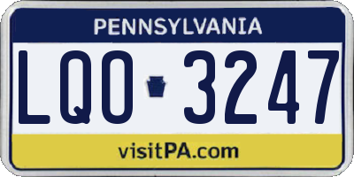 PA license plate LQO3247