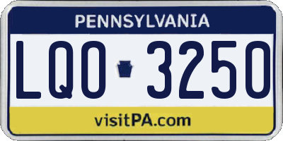 PA license plate LQO3250