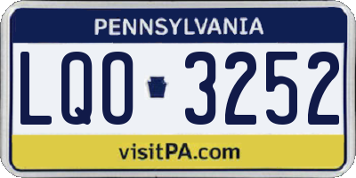 PA license plate LQO3252