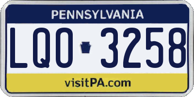 PA license plate LQO3258