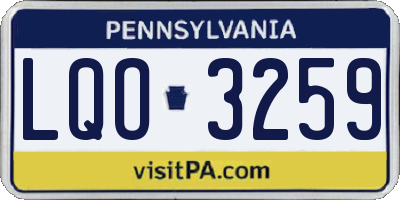 PA license plate LQO3259