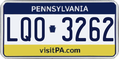 PA license plate LQO3262
