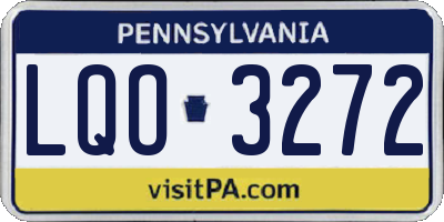 PA license plate LQO3272
