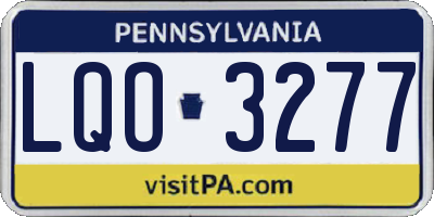 PA license plate LQO3277