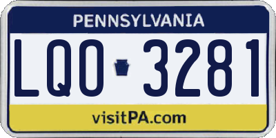 PA license plate LQO3281