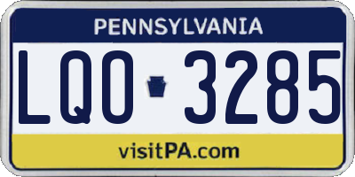 PA license plate LQO3285