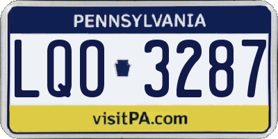 PA license plate LQO3287