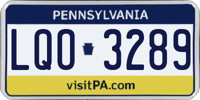 PA license plate LQO3289