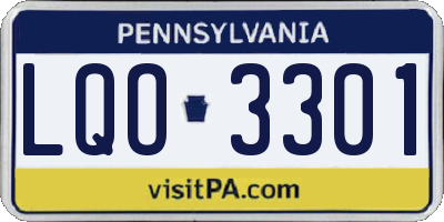 PA license plate LQO3301